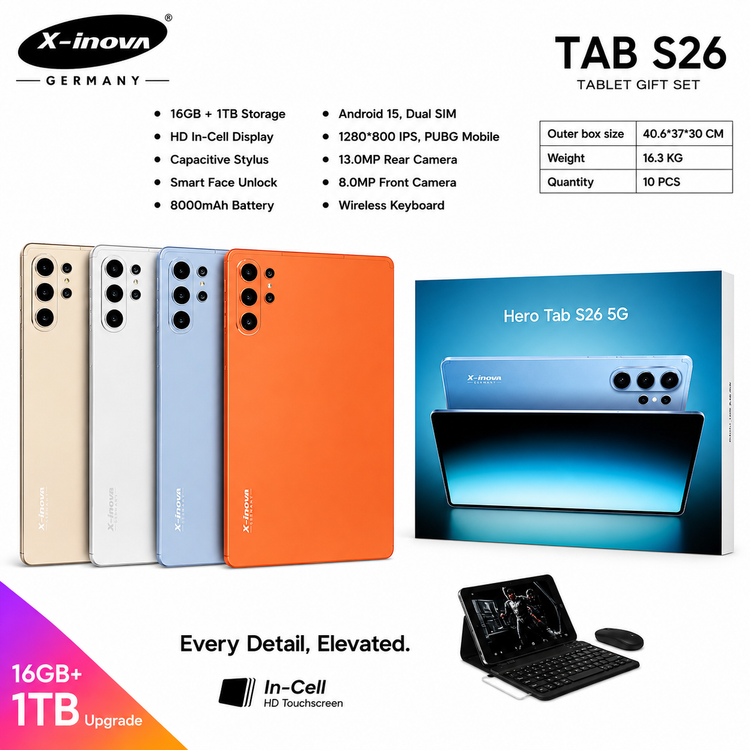 تبلت لب تاب شو Tab S26 Hero 5G شرکت X-inova با حافظه ۶۴ گیگ و رام 6 و ریجستر شده