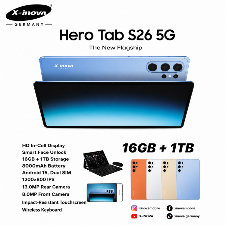 تبلت لب تاب شو Tab S26 Hero 5G شرکت X-inova با حافظه ۶۴ گیگ و رام 6 و ریجستر شده